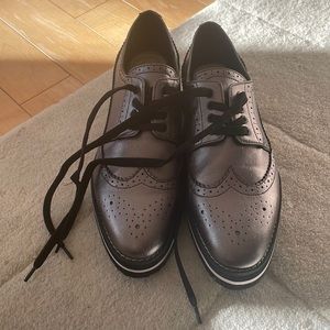Zara Woman Metallic Graphite Grey Brogues